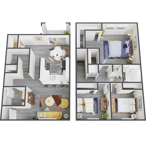 Floor plan for 3 beds, 1.5 baths, 1198 sqft
